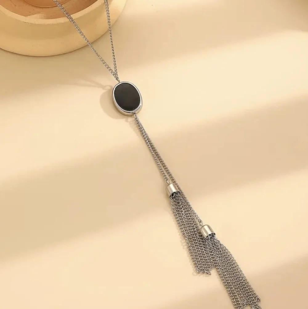 Long Tassel Necklace Silver